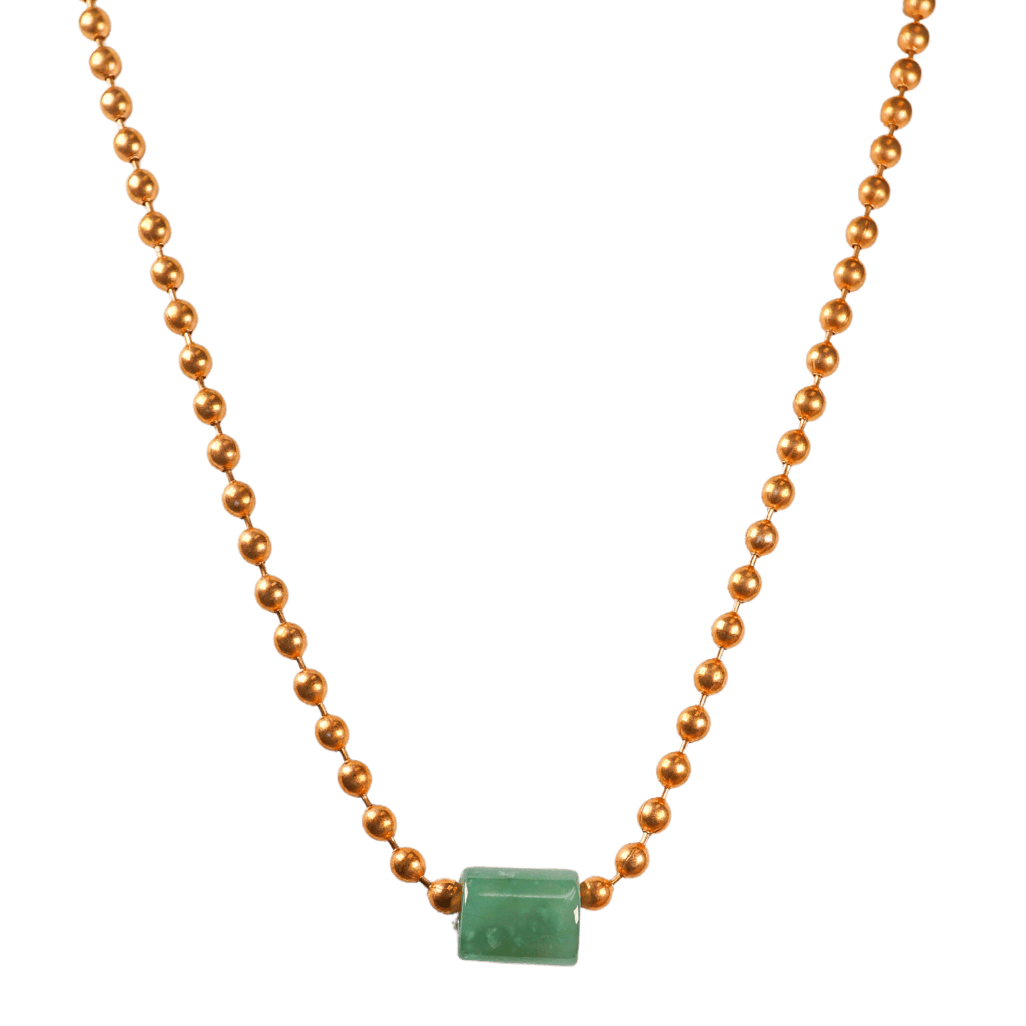 Green Guatemalan Jade with Copper Ball Chain Necklace