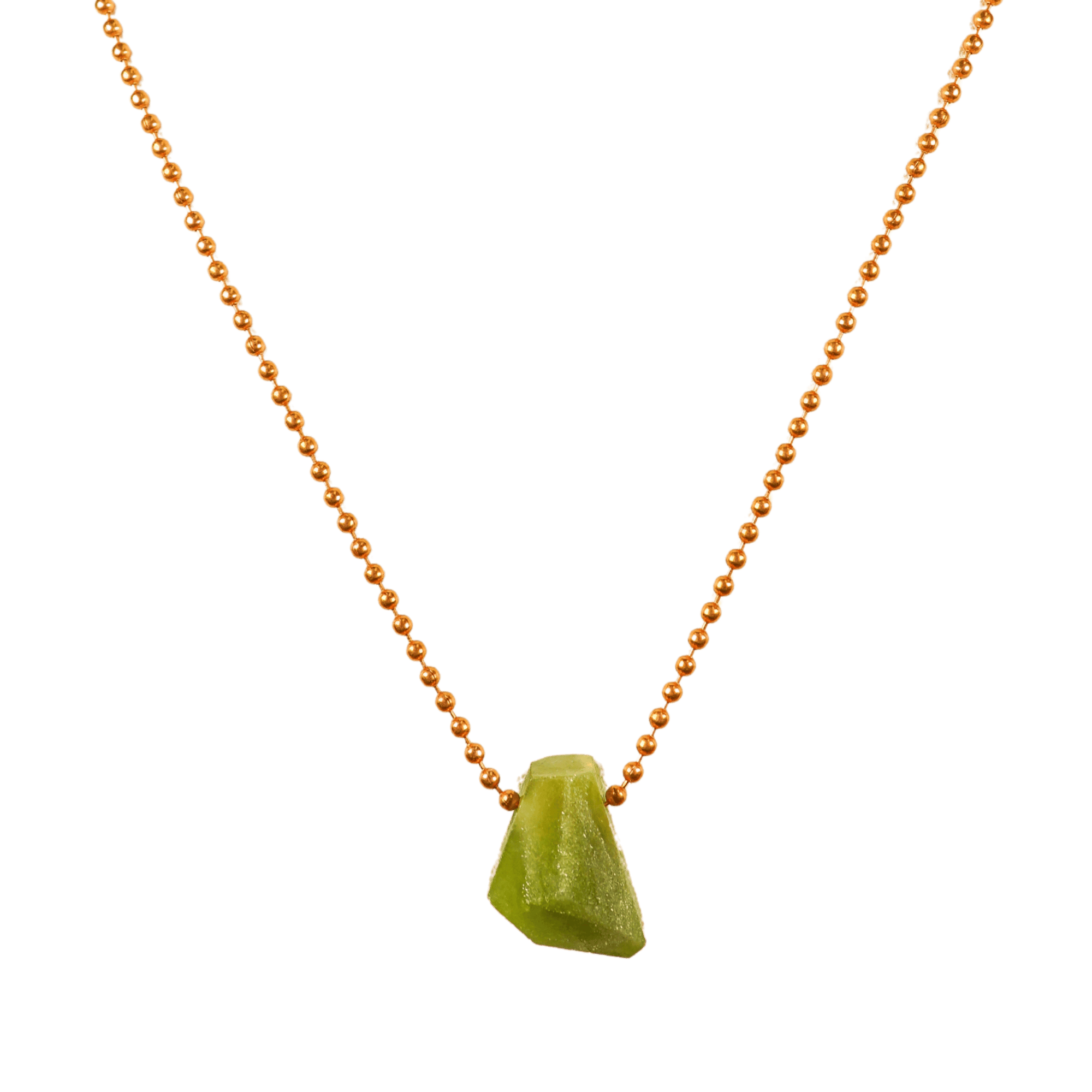 Peridot with Copper Ball Chain Necklace